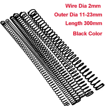 1 ADET Y tipi yay Siyah Manganez Çelik basınç yayı Tel Dia 2mm Dış Çap 11-23mm Uzunluk 300mm