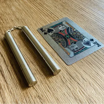2 in 1 MİNİ EDC Cep Parmak Nunchaku Dekompresyon Oyuncak Paslanmaz Çelik anti-stres fidget araçları açık çok fonksiyonlu aletler