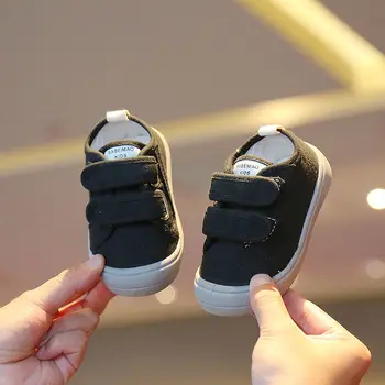 2022 Kız Erkek Velcro Moda Sneakers Toddler / Küçük / Çocuk Platformu Eğitmenler Çocuk Rahat spor ayakkabılar Rahat kanvas ayakkabılar