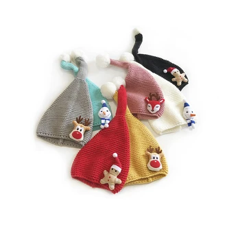 Bebek Noel Şapka Kış Çocuk Bere Sevimli Karikatür Örme Bebek Kap Bebek Yürüyor Bonnet Çocuk Şapka Kız Erkek 1-6Y