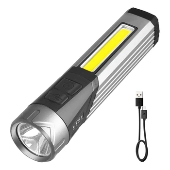 BORUiT Taşınabilir LED + COB El Feneri USB şarj edilebilir el feneri Manyetik Su Geçirmez Kamp Çalışma Işığı Güçlü Meşale