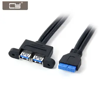 CYDZ Çift Bağlantı Noktalı USB 3.0 Dişi vidalı bağlantı Anakart 20pin Başlık Kablosu 50cm w O Braketi