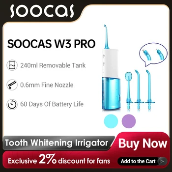 SOOCAS W3 Pro Diş Beyazlatma Irrigator Taşınabilir Ayrılabilir Su Deposu Su Geçirmez Elektrikli Diş Calculus Remover Diş Temiz