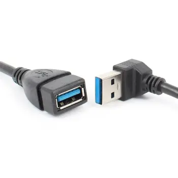 USB 3.0 Uzatma Kablosu Açı 90 Derece Yukarı Aşağı Sol Sağ Erkek Kadın Süper Hızlı 5Gbps USB Data Sync Şarj Kabloları