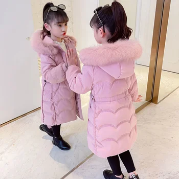 Yeni Moda Kış Parkas Hoodies İle Bebek Kız Giyim Düz Renk Aşağı Pamuk Mont Sıcak Sevimli Kış Bebek Kız Giysileri