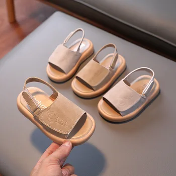 Çocuk sandaletleri Erkekler için Moda Yaz Ayakkabı 1-3-6 Yıl Kızlar Burnu açık Mat Pu deri ayakkabı Sandalet Çocuk Terlik Boyutu 22-31