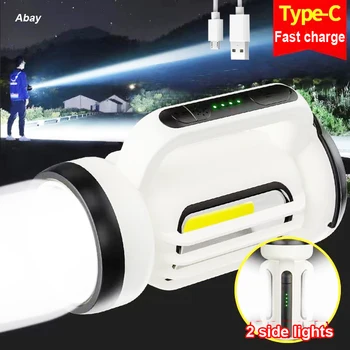 2 Yan ışıkları Taşınabilir projektör taşınabilir el feneri USB şarj edilebilir led lamba el feneri Acil Kamp ışıkları Flaş ışığı