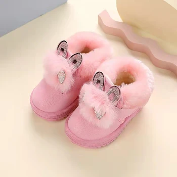 2022 Çocuk Kar Botları Kış Kızların Kısa çizmeler Erkek pamuklu ayakkabılar Kalınlaşmış ve Kadife Bebek Pamuk Çizmeler çocuk Kar Botları
