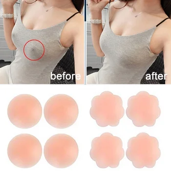 4 Adet Silikon Meme Kapağı Kullanımlık Kadın Meme Yaprakları Kaldırma Görünmez Sütyen Pasties Sutyen Dolgu Etiket Yama Boob Pedleri Yapıştırıcı