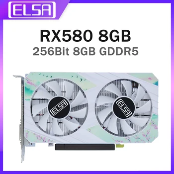 ELSA AMD RX 580 8GB GDDR5 Grafik Kartı 256Bit GPU RX580 GPU Oyun Ekran Kartı Masaüstü Bilgisayar için HDMI DP DVI placa de video