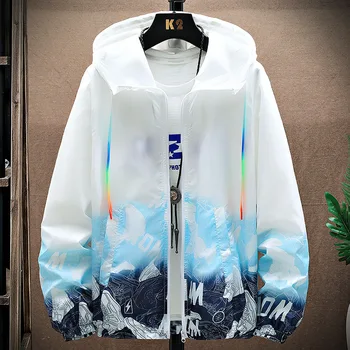 Erkek Kapüşonlu Güneş Koruyucu Giysiler Ultra ince Nefes Alabilen Buz Yazlık Ceket