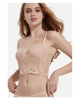Fransız bralette seksi dantel sutyen kılçık ıç çamaşırı külot giyim korse toplanan sutyen büyük göğüs ve küçük koleksiyon