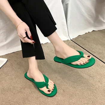 Kadın ayakkabısı 2023 Marka Flip Flop Kadın Peep Toe kadın Terlik Yaz Ayakkabı Kadınlar için Düz Renk düz terlik Bayanlar
