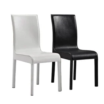 Moda Modern Minimalist Deri Restoran yemek masası Ofis Ev Siyah Ve Beyaz Tabure sırtlı sandalye