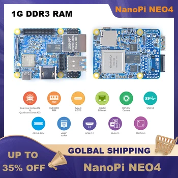 NanoPi NEO4 Rockchip RK3399 1 GB DDR3 RAM USB 3.0 Gigabit Ethernet Dahili WiFi BT Desteği Android Ubuntu Masaüstü ÇEKİRDEK Lubuntu