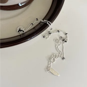 S'STEEL 925 Gümüş Orijinal Emaye Boncuk Kolye Zincirler Kolye kadın Vintage Promise Acessorios Güzel Batı Takı