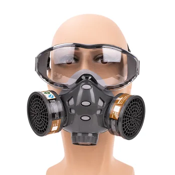 Tam Yüz Maskesi Gaz Maskesi Güvenlik Camı Sprey Boya Kimyasal Pestisit Dekorasyon Formaldehit Anti-Toz Filtre İle