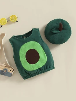 Unisex Bebek Kabak Kostüm Toddler Kolsuz Patchwork Tulum Şapka Cosplay Cadılar Bayramı Kıyafet 2 Adet Sonbahar Giysileri