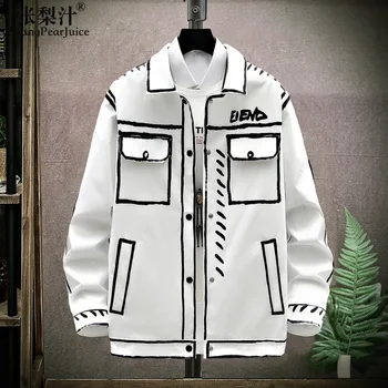 Yeni erkek Moda INS Kore Moda Ceket Gevşek Rahat Üst Beyaz erkek Steampunk Ceketler Vintage Ceket Performans Kostüm