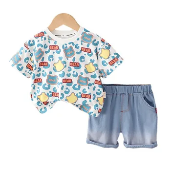 Yeni Yaz Bebek Giysileri Takım Elbise Çocuk Erkek Kız T-Shirt Şort 2 adet / takım Yürümeye Başlayan Kıyafetler Bebek Rahat Kostüm Çocuklar Eşofman
